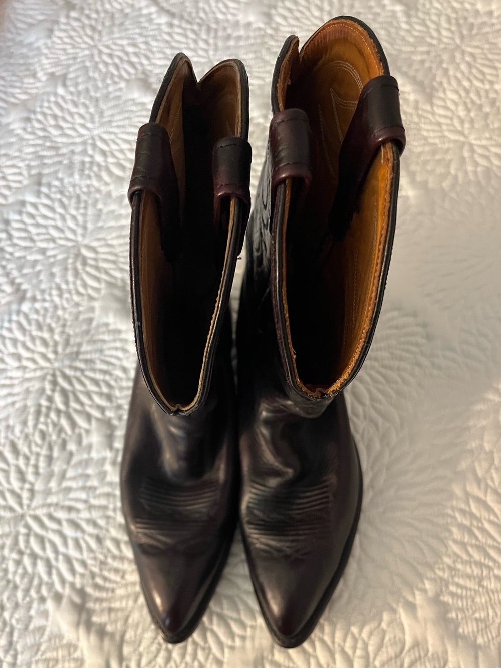 ACME Men's Dark Brown Leather Western Pull-On Boots.